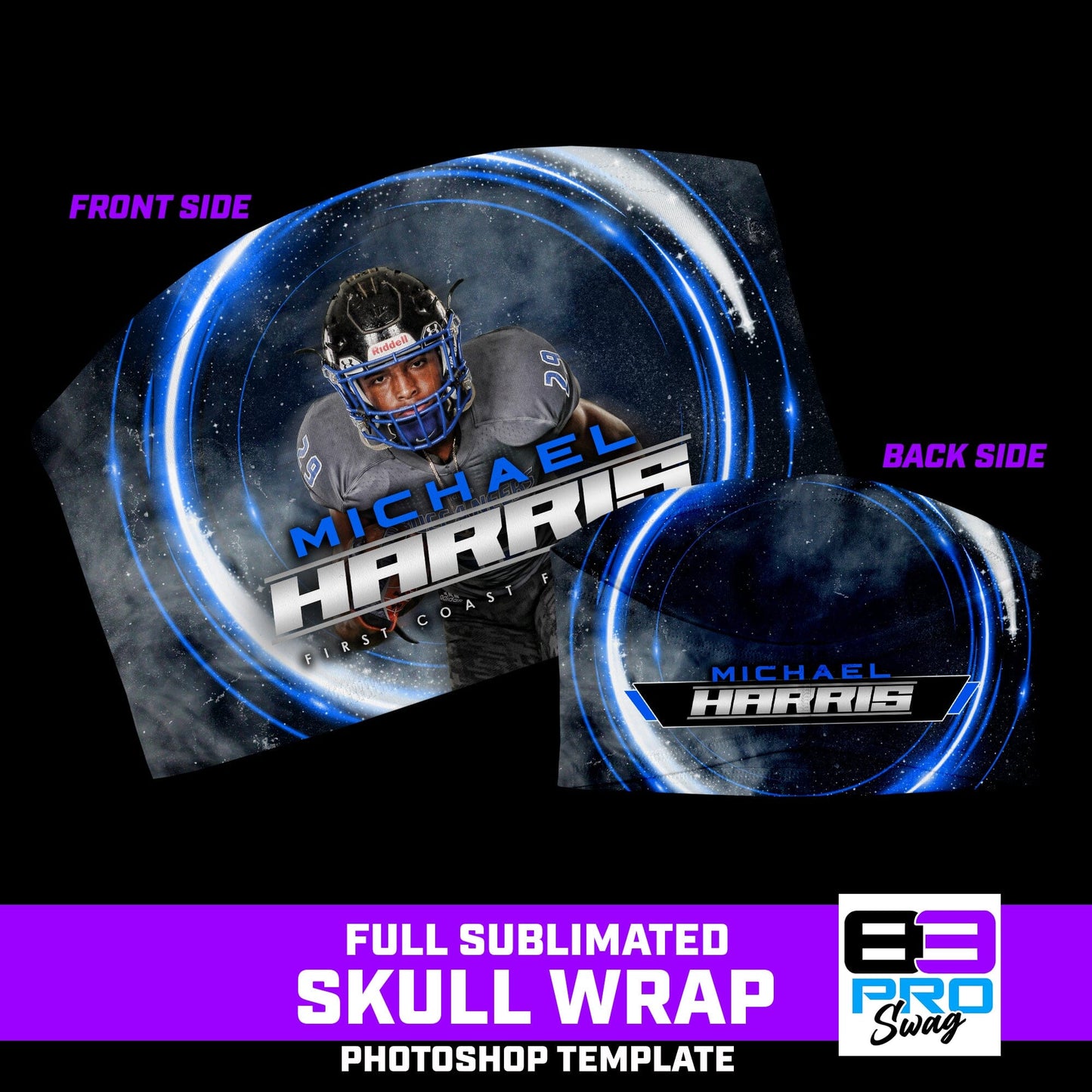 Skull Wrap Headband Photoshop Template - FLARE-Photoshop Template - PSMGraphix