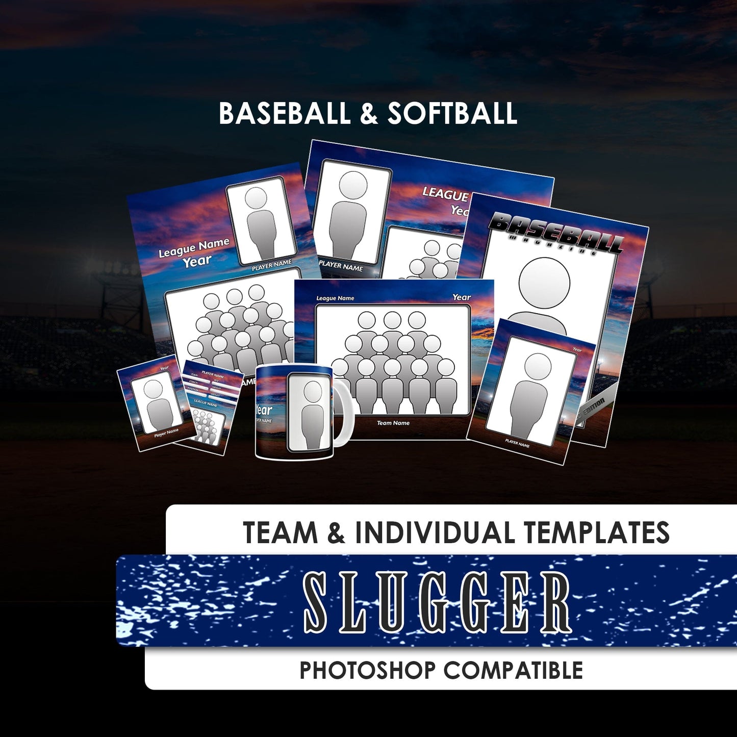 Slugger Team & Individual Template Package-Photoshop Template - PSMGraphix