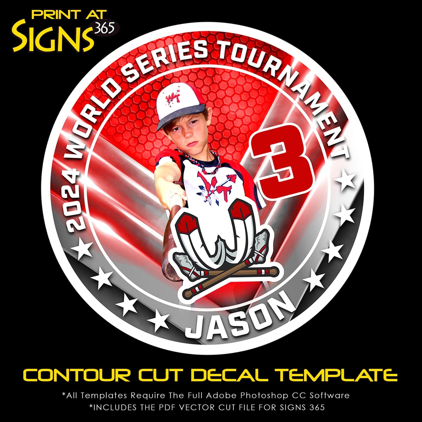 Game Day 10"x10" Circle Decal Photoshop Template - Multi-Sport - Victory-Photoshop Template - PSMGraphix