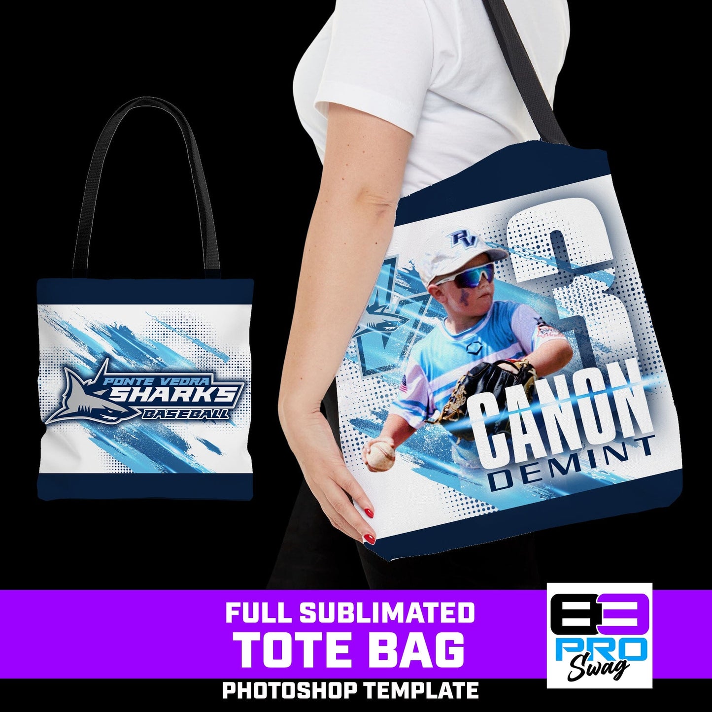 Tote Bag Photoshop Template - SPLASH - Multi-Sport-Photoshop Template - PSMGraphix
