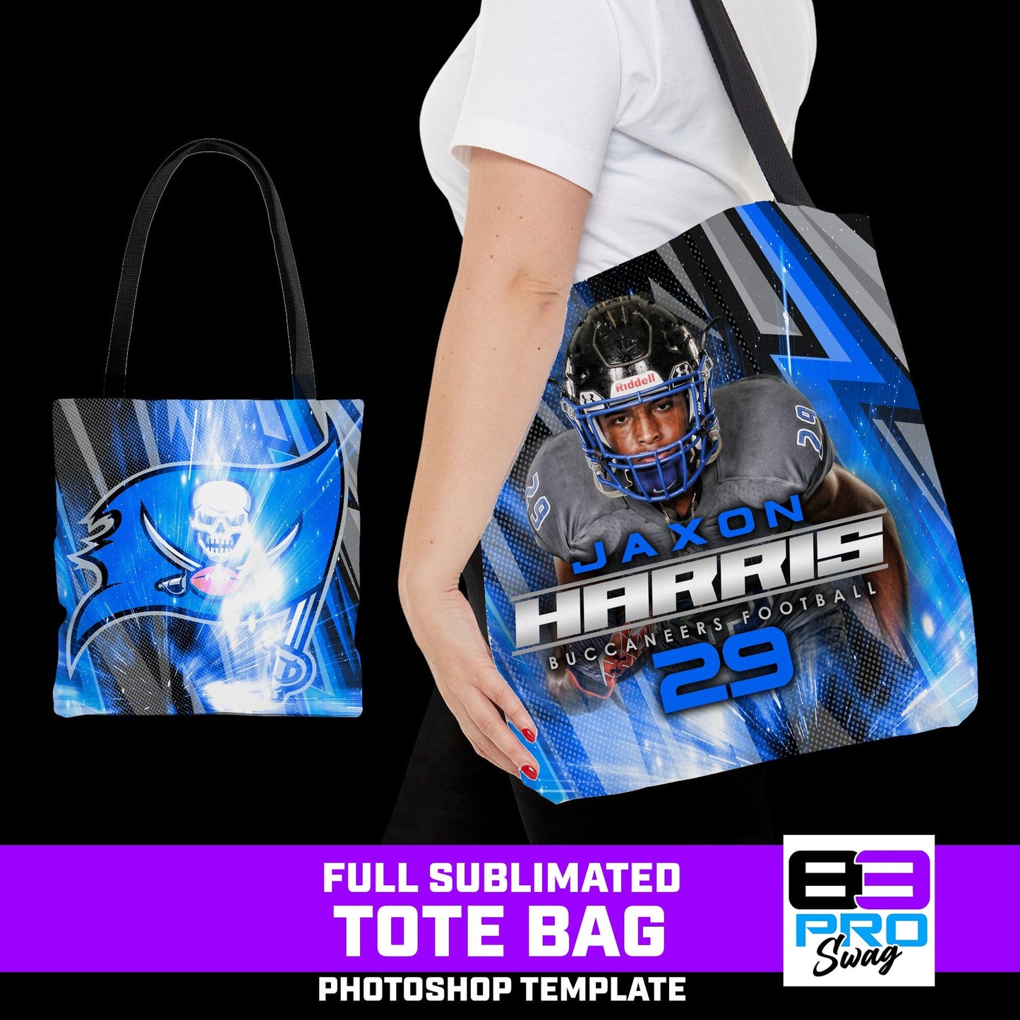 Tote Bag Photoshop Template - FLASH - Multi-Sport-Photoshop Template - PSMGraphix