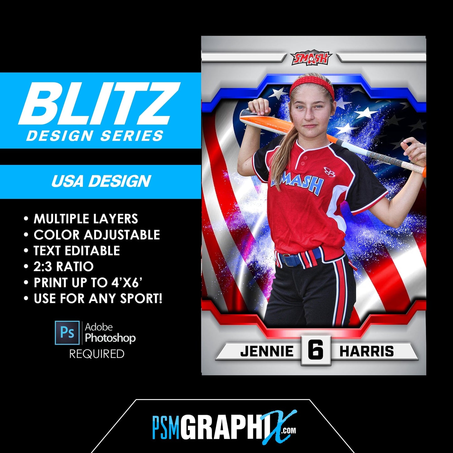 USA - BLITZ Series - Poster/Banner Template-Photoshop Template - PSMGraphix