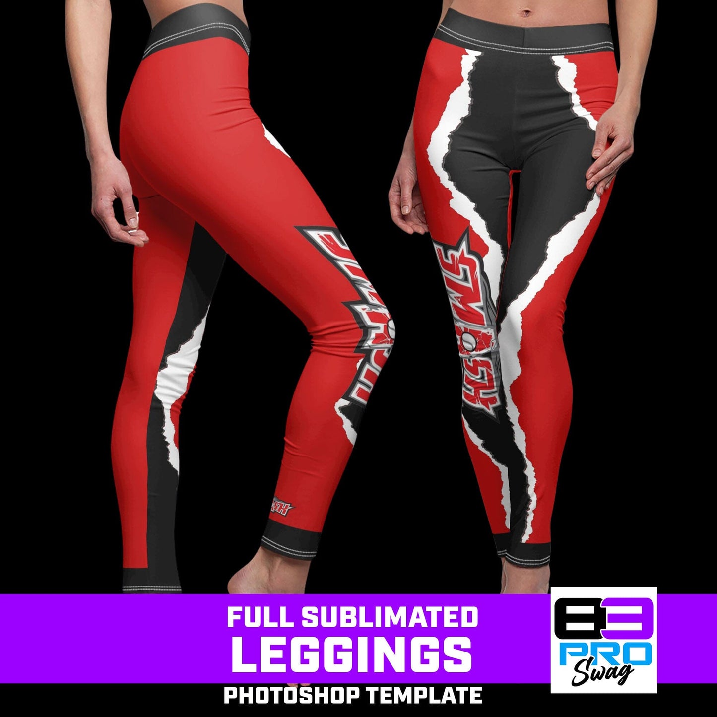 RIPPED - Women's Full Sublimated Sportswear Leggings-Photoshop Template - PSMGraphix
