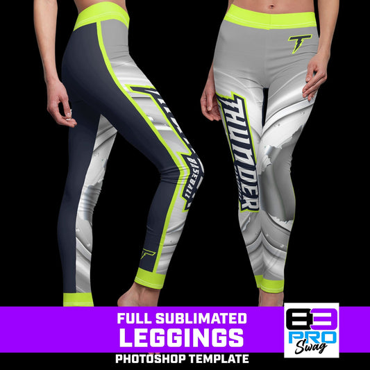 METAL BREAKOUT - Women's Full Sublimated Sportswear Leggings-Photoshop Template - PSMGraphix