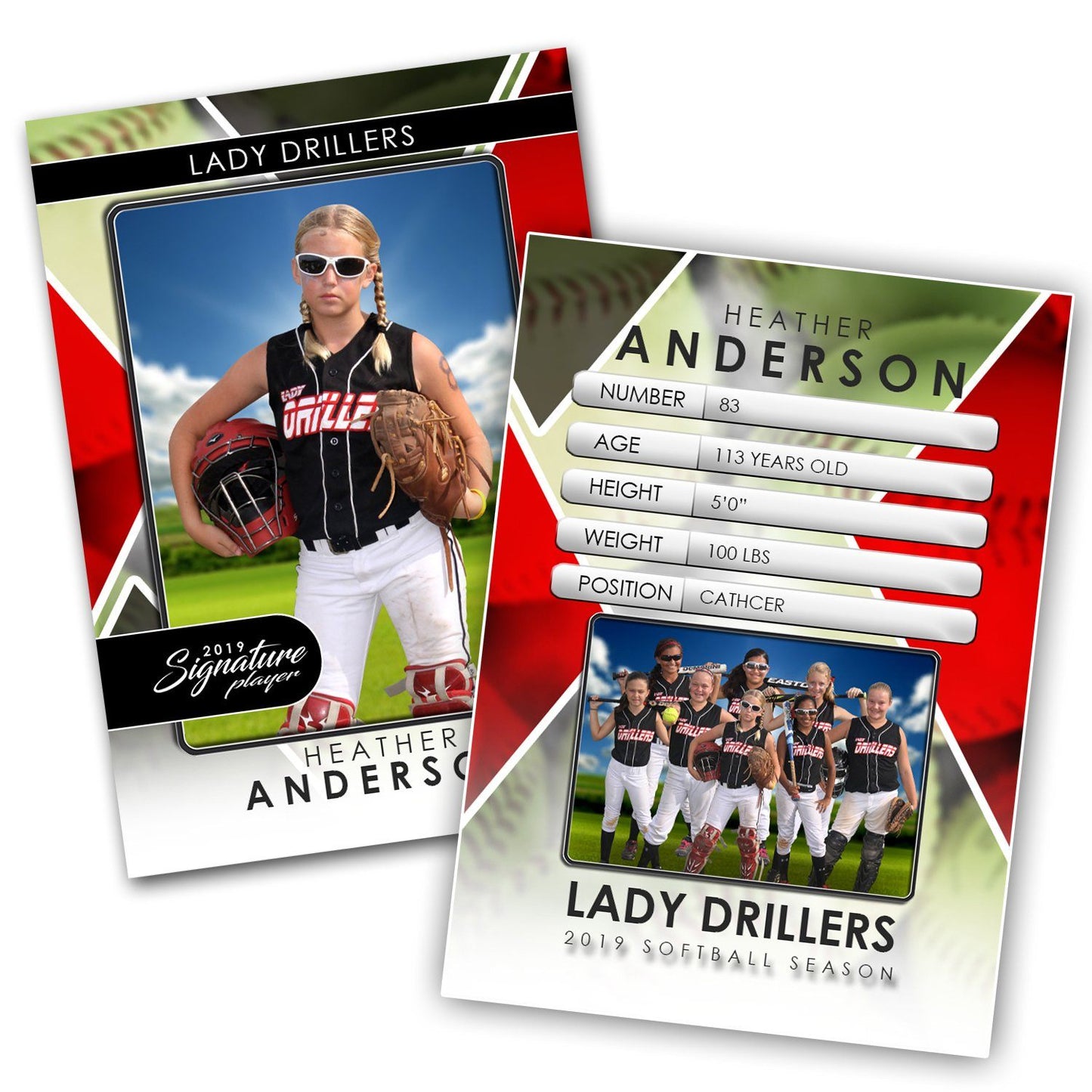 Signature Player - Softball - V2 - Drop-In Trading Card Template-Photoshop Template - Photo Solutions