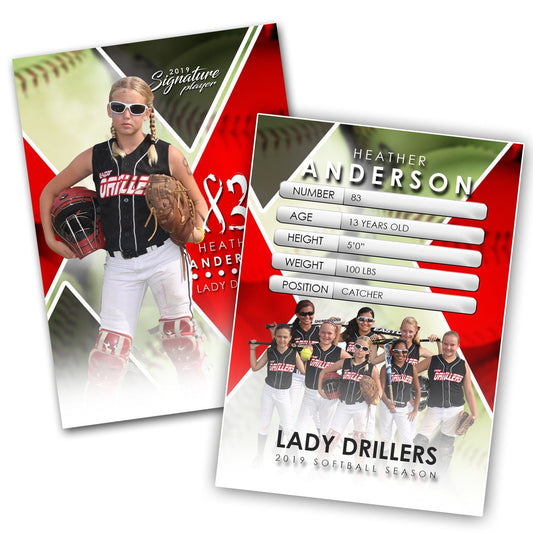 Signature Player - Softball - V2 - Extraction Trading Card Template-Photoshop Template - Photo Solutions