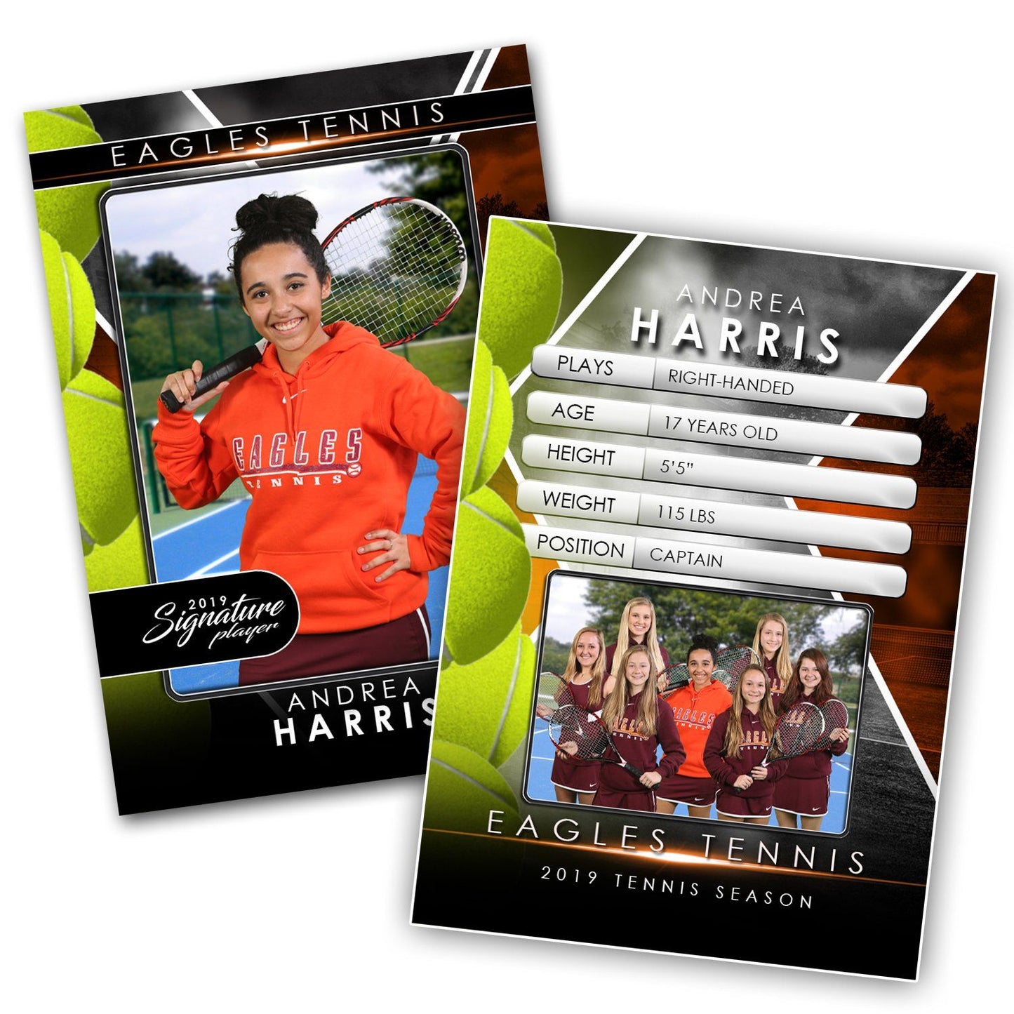 Signature Player - Tennis - V2 - Drop-In Trading Card Template-Photoshop Template - Photo Solutions