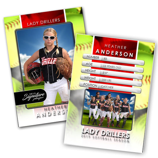 Signature Player - Softball - V1 - Drop-In Trading Card Template-Photoshop Template - Photo Solutions