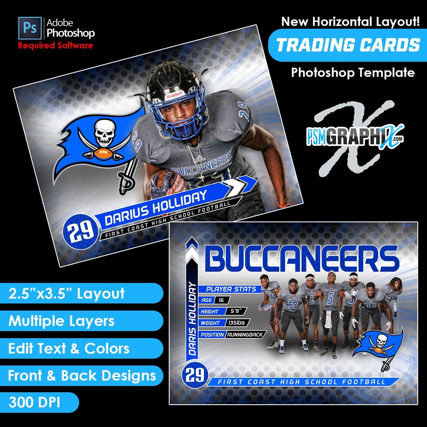 Super Star - V1 - Game Day Trading Card Template-Photoshop Template - PSMGraphix