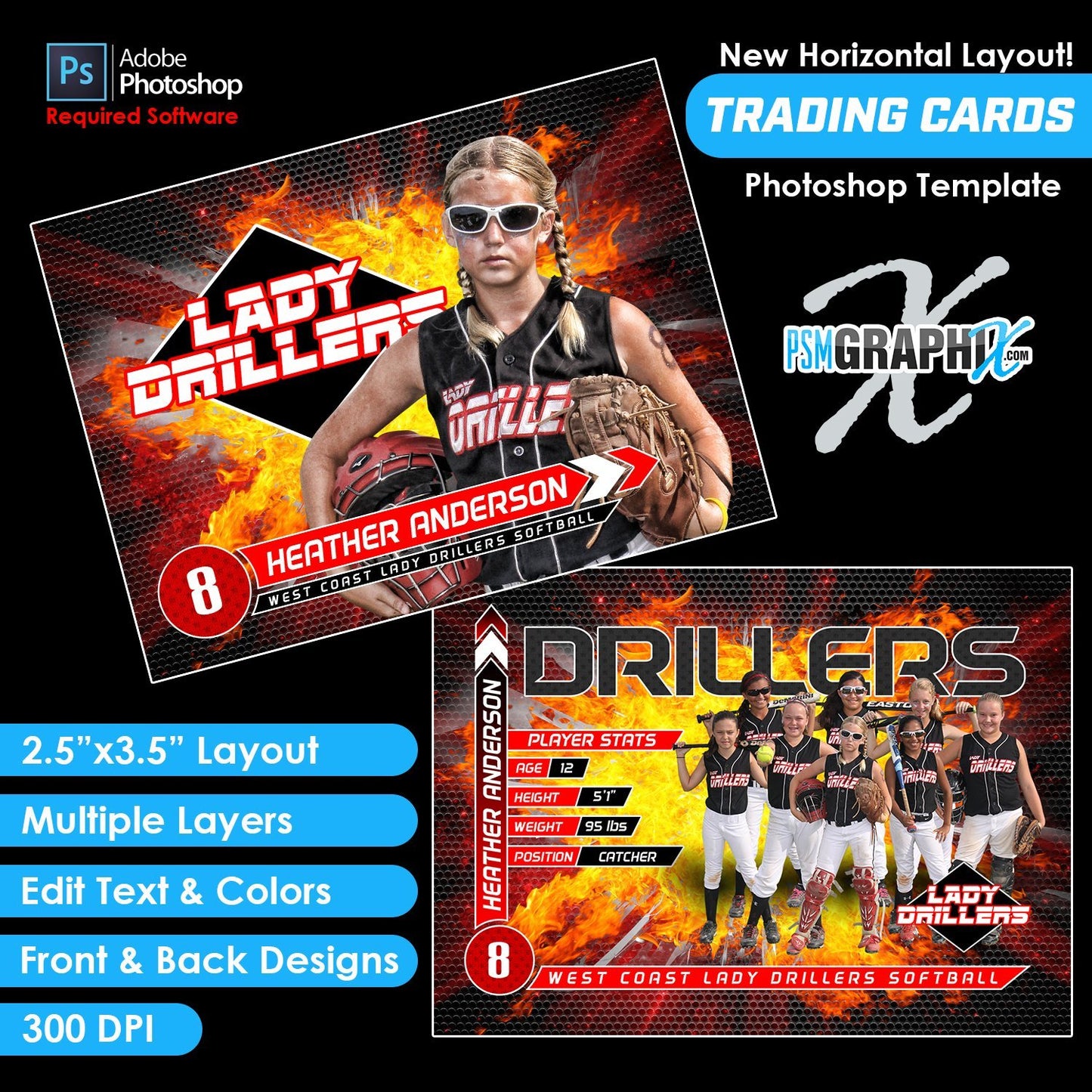 Mesh - V3 - Game Day Trading Card Template-Photoshop Template - PSMGraphix