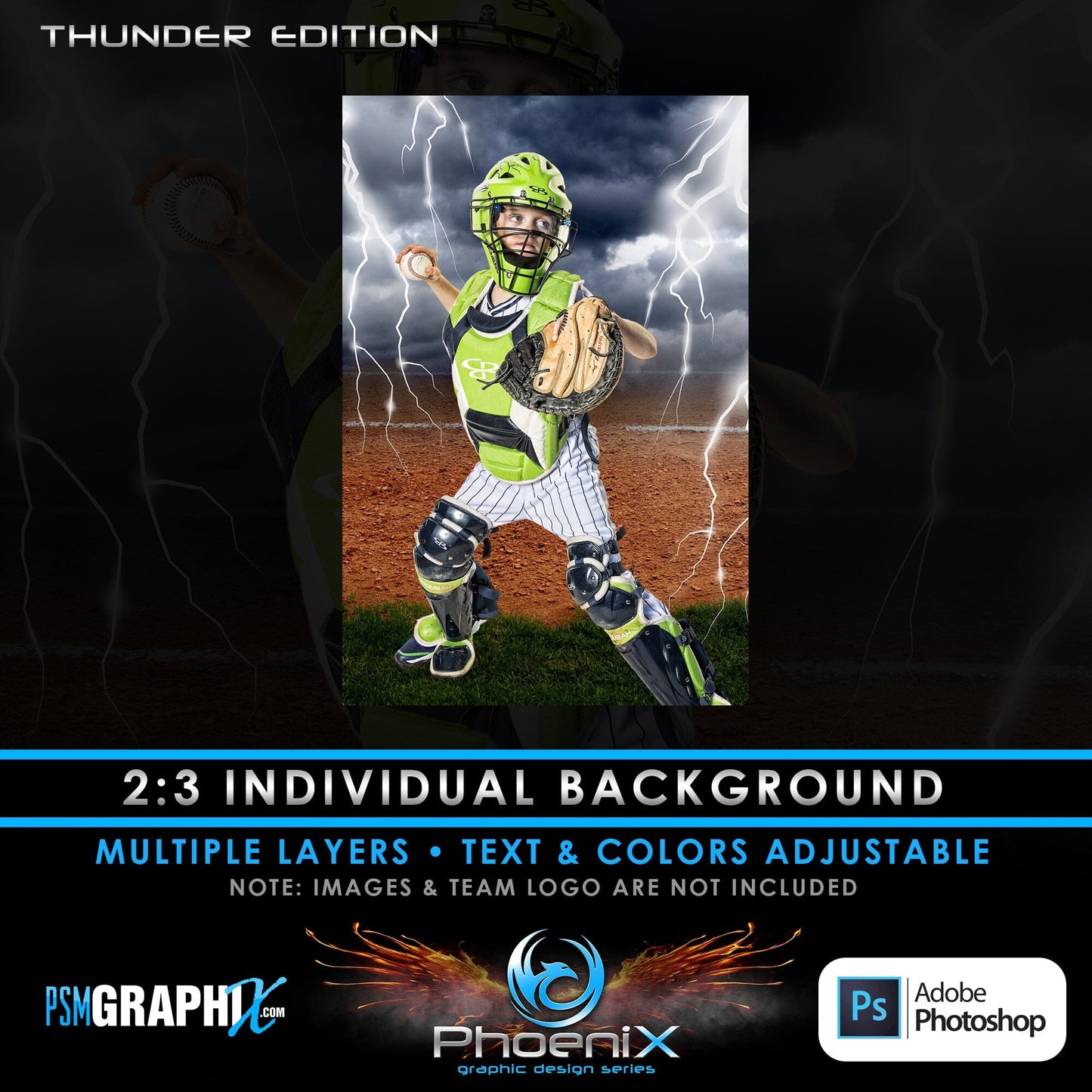 Thunder - Phoenix Series - Background Replacement-Photoshop Template - PSMGraphix