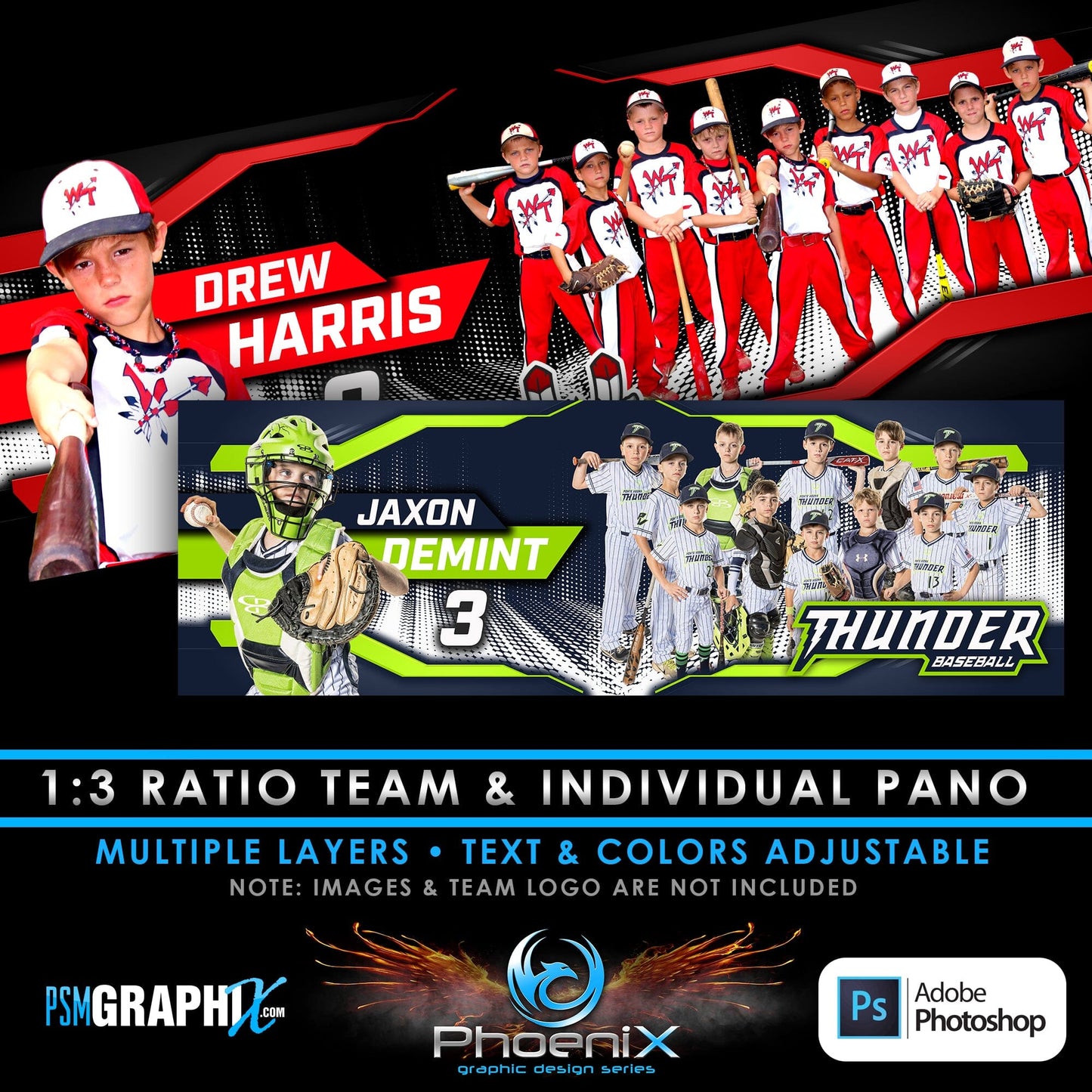 SHIELD - Phoenix Series - Team & Individual Panoramic-Photoshop Template - PSMGraphix