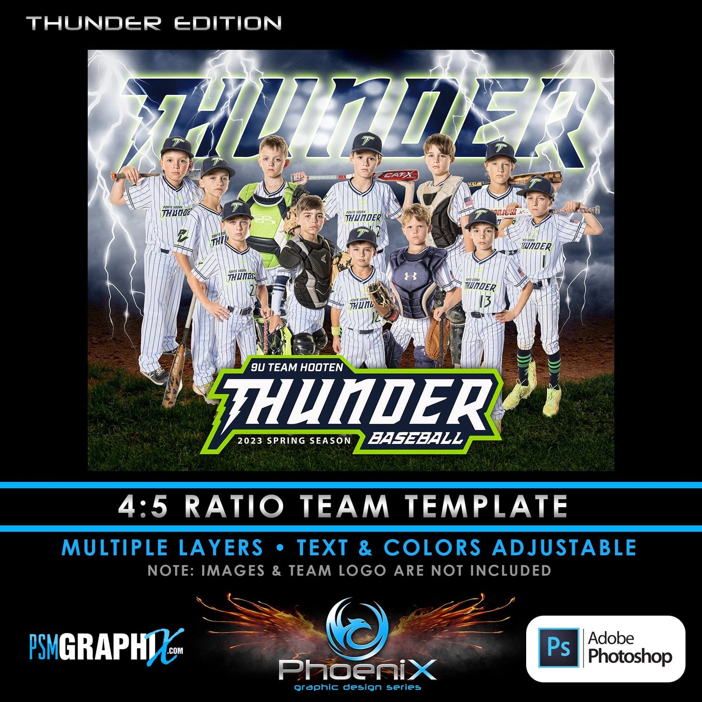 Thunder - Phoenix Series - Team Print/Poster/Banner-Photoshop Template - PSMGraphix