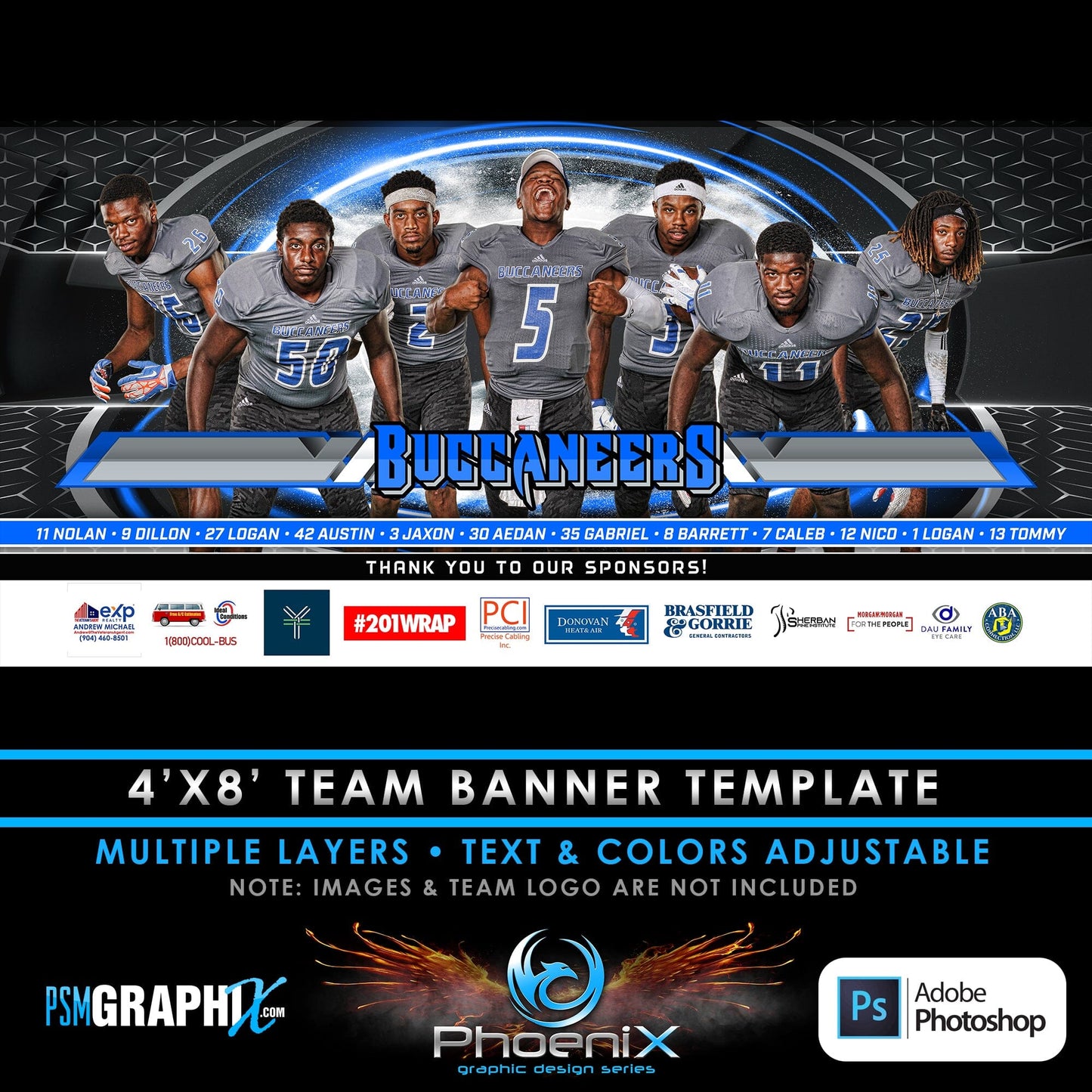 Portal Edition - Phoenix Series - 4'x8' Team Field Banner-Photoshop Template - PSMGraphix