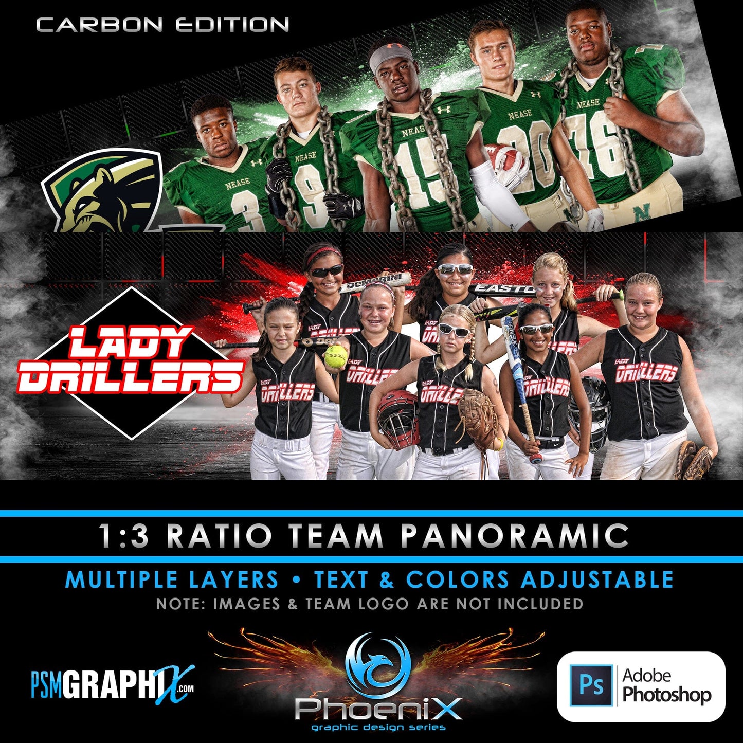 CARBON - Phoenix Series - Full Collection Bundle-Photoshop Template - PSMGraphix