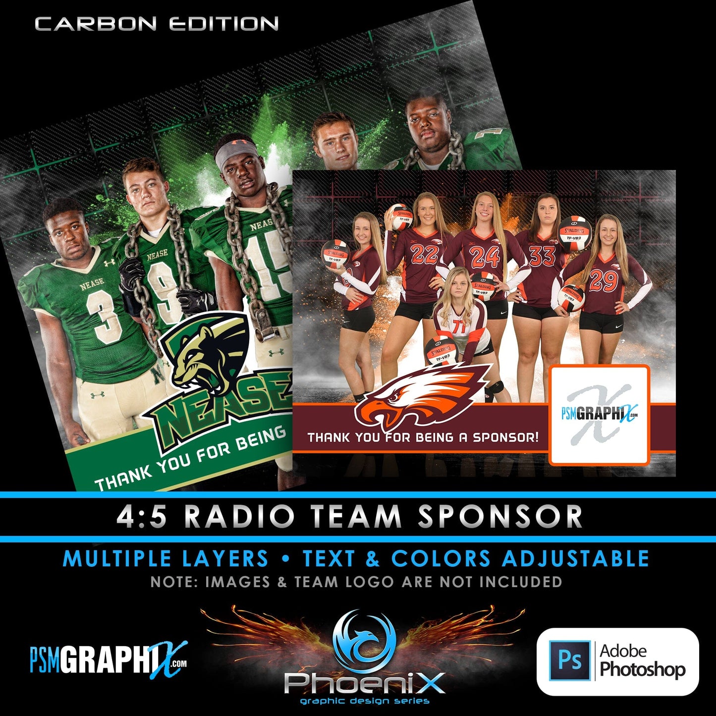 Carbon - Phoenix Series - Sponsor Plaque Template-Photoshop Template - PSMGraphix