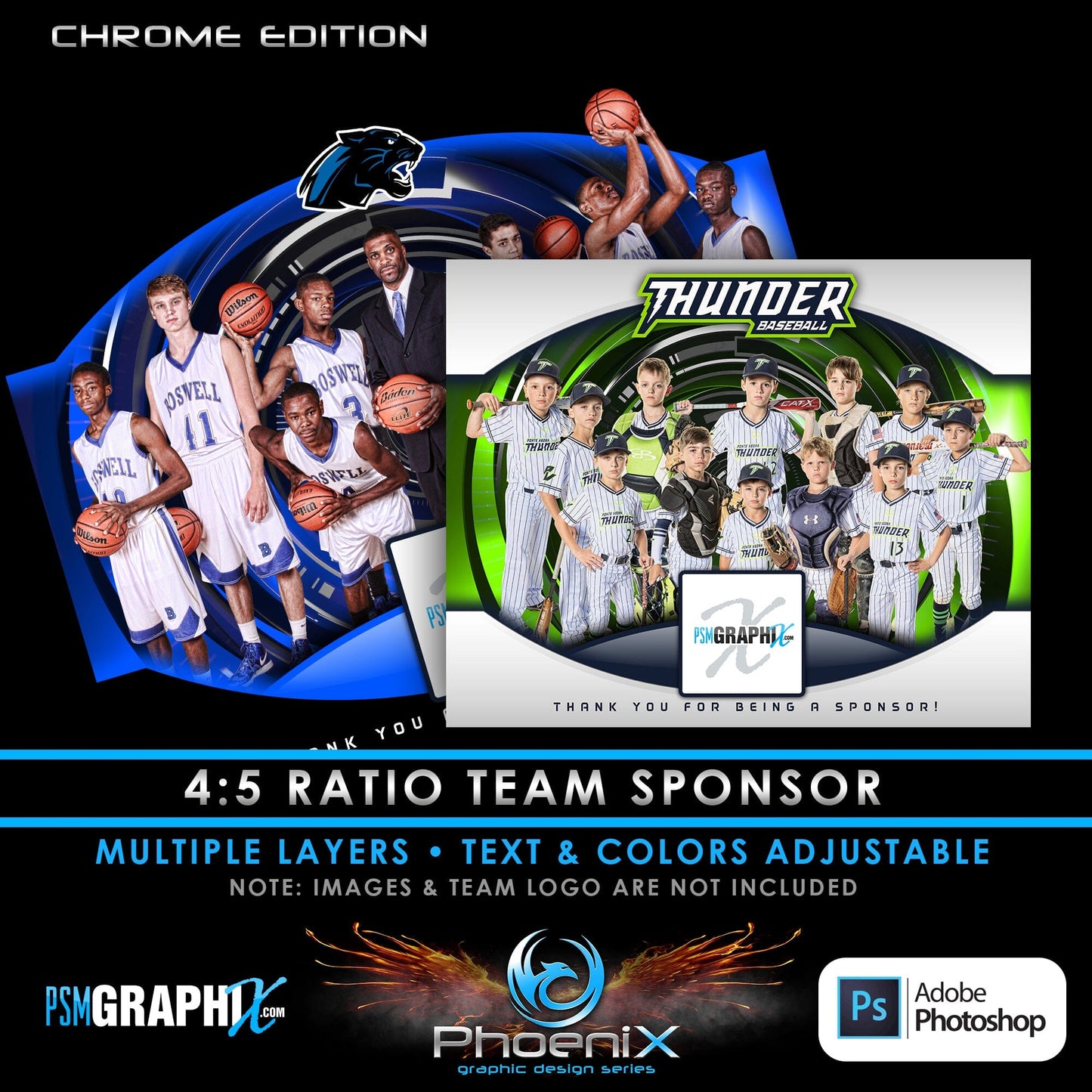 CHROME - Phoenix Series - Sponsor Plaque Template-Photoshop Template - PSMGraphix