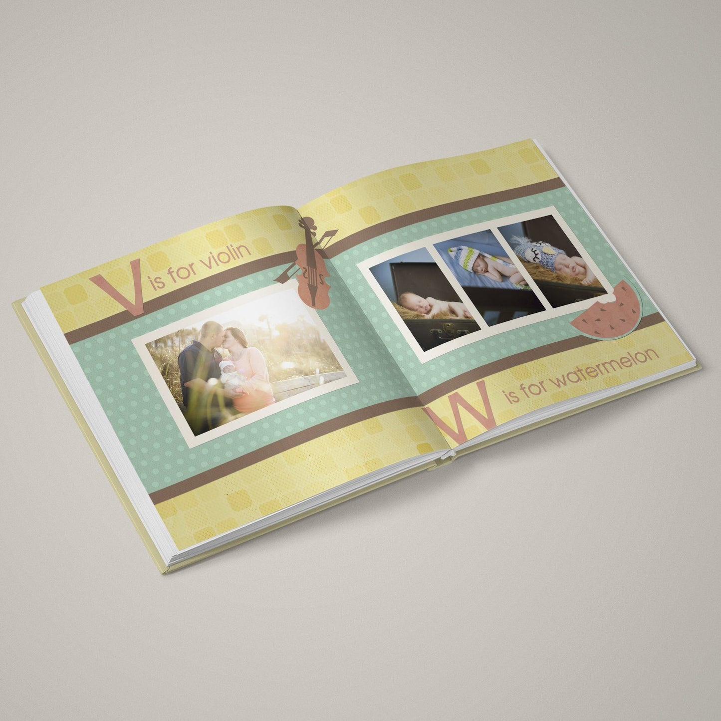 A Is For Apple - 12x12 - Album Spreads-Photoshop Template - Graphic Authority