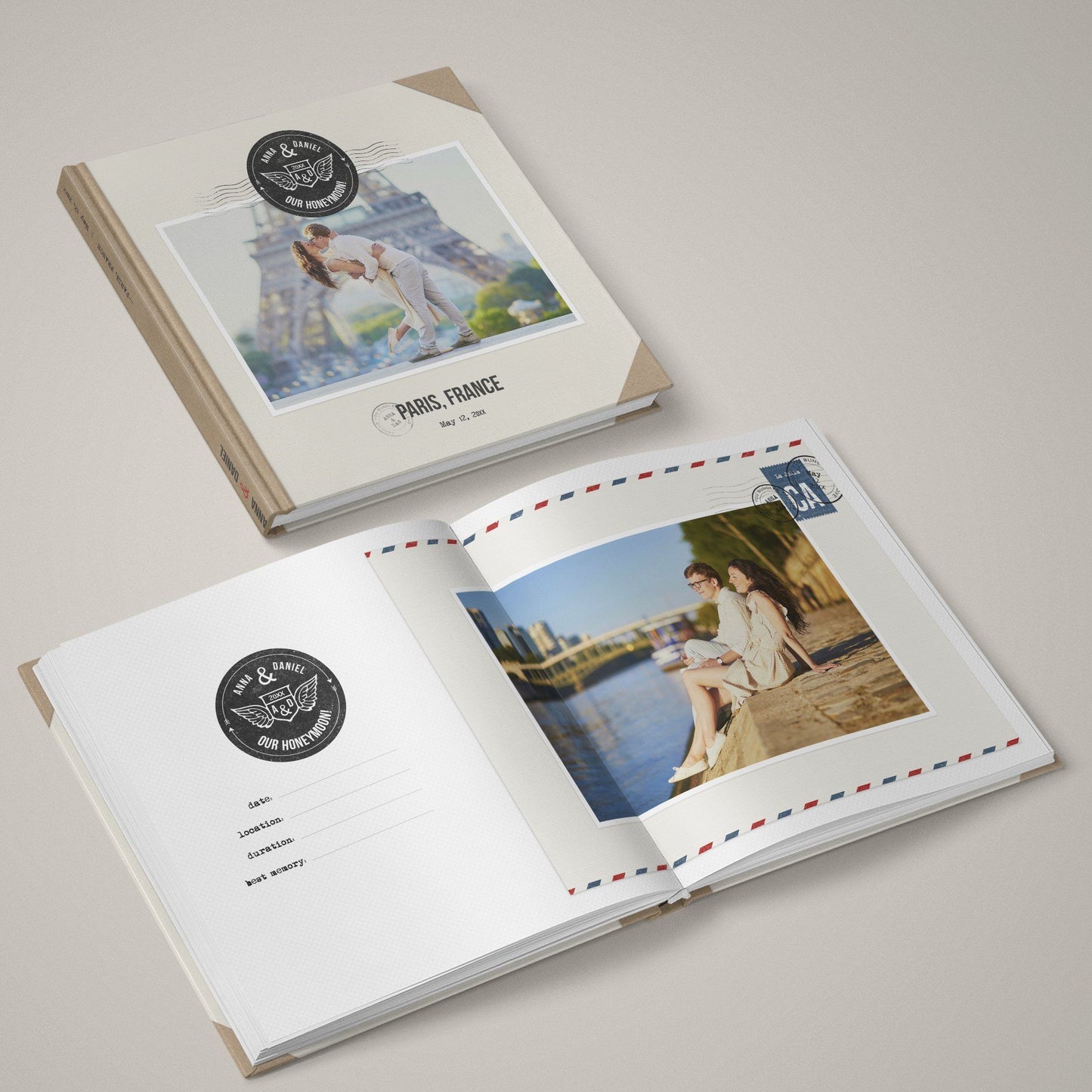 Amore Postale - 12x24 - Album Spreads-Photoshop Template - Graphic Authority