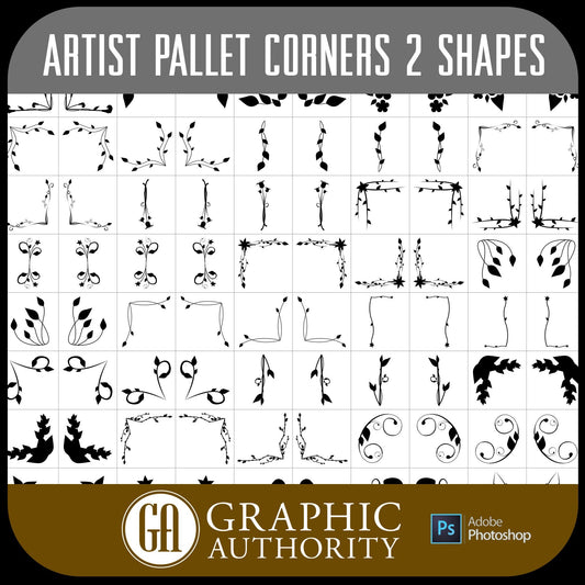 Artist Pallet - Corners 2 - Vector .CHS Photoshop Shapes-Photoshop Template - Graphic Authority