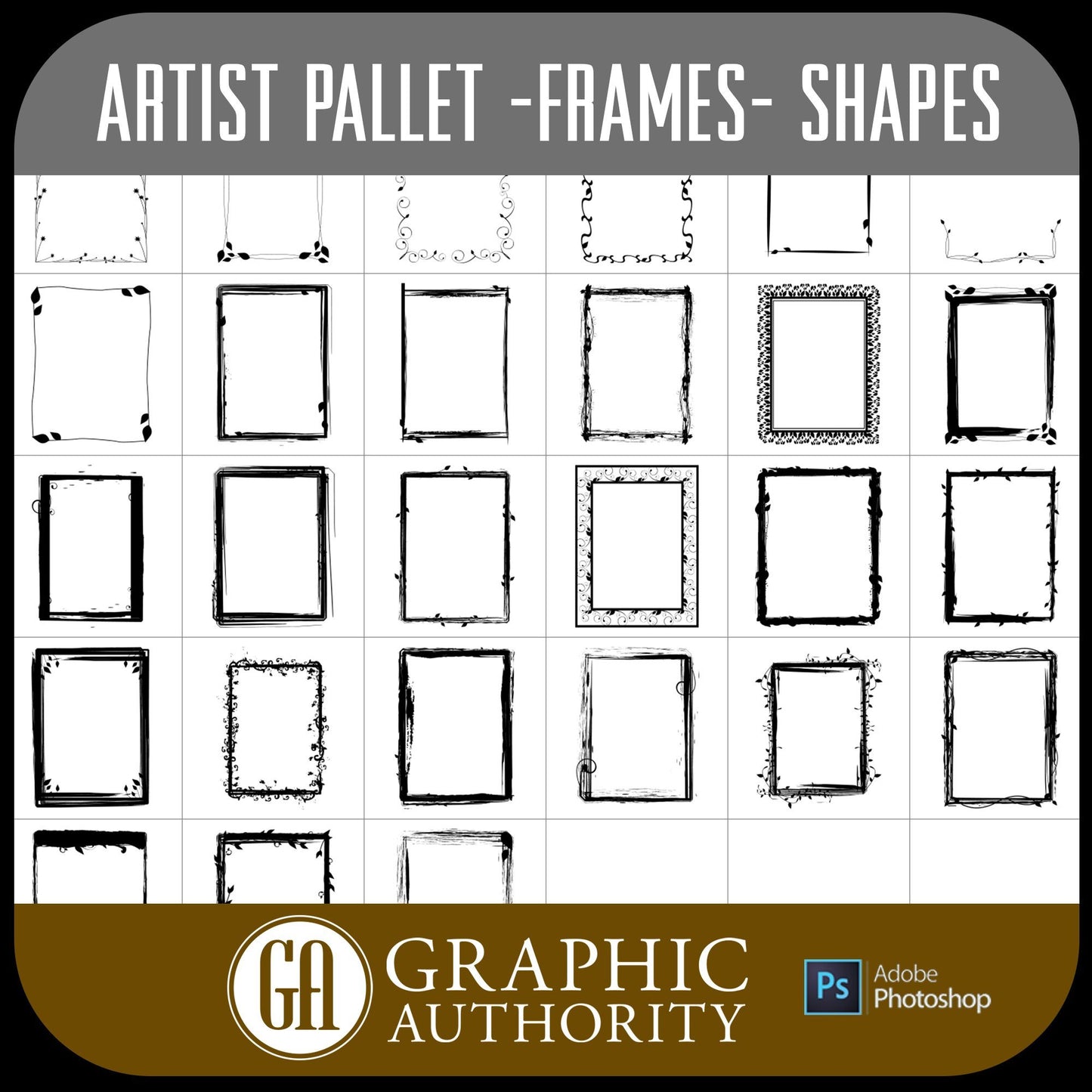 Artist Pallet - Frames - Vector .CHS Photoshop Shapes-Photoshop Template - Graphic Authority