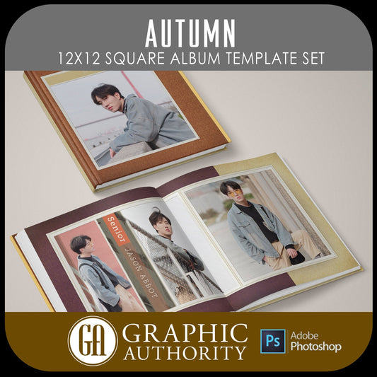 Autumn - 12x24 - Album Spreads-Photoshop Template - Graphic Authority