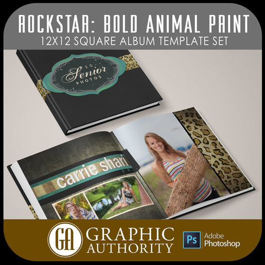 Rockstar - Bold Animal Print - 12x24 - Album Spreads-Photoshop Template - Graphic Authority