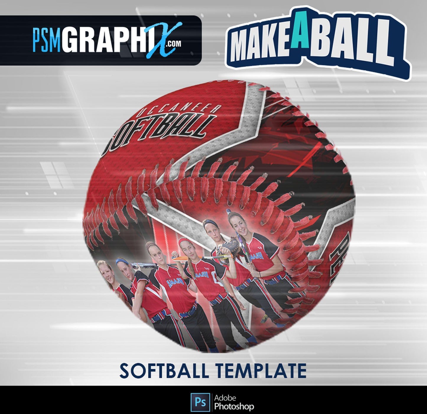 Breaker - V.1 - Softball - Make-A-Ball Photoshop Template-Photoshop Template - PSMGraphix