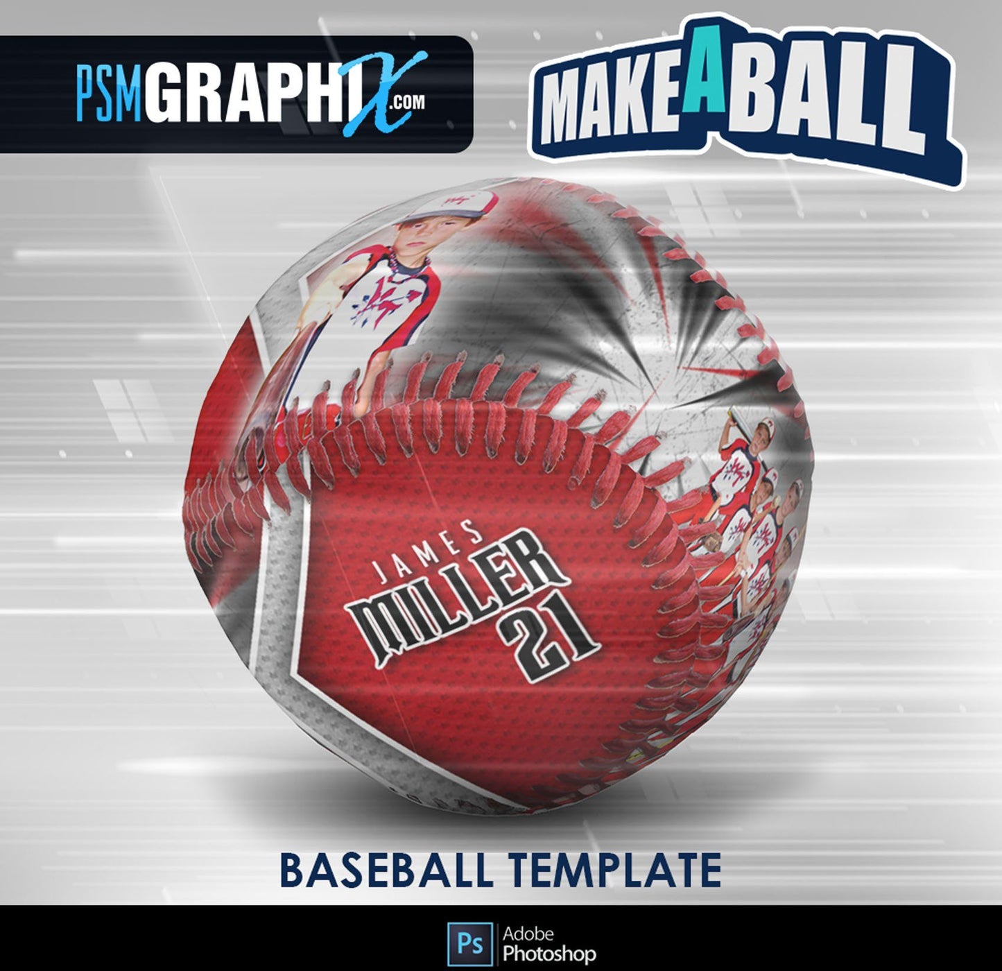 Buccaneer - V.1 - Baseball - Make-A-Ball Photoshop Template-Photoshop Template - PSMGraphix