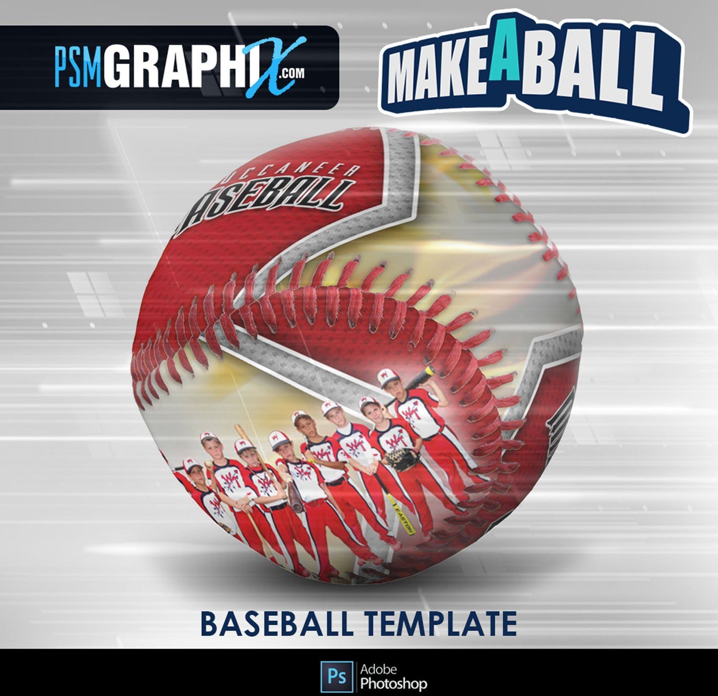 Burn - V.1 - Baseball - Make-A-Ball Photoshop Template-Photoshop Template - PSMGraphix