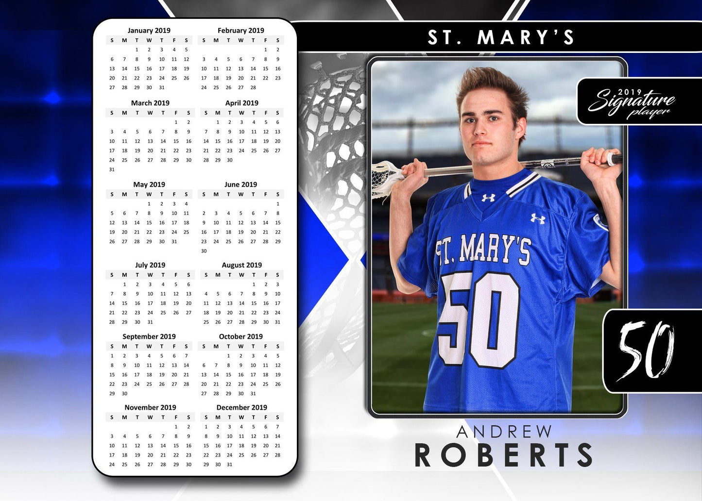 Signature Player - Lacrosse - V2 - T&I Drop-In Collection-Photoshop Template - Photo Solutions