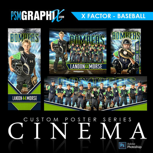 01 - Full Set - X-Factor - Baseball / Softball Collection-Photoshop Template - PSMGraphix