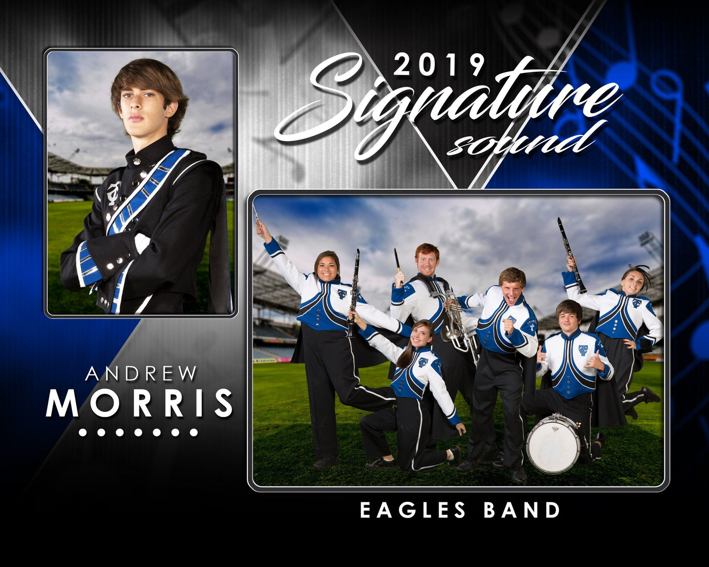 Signature Player - Band - V2 - Drop In Memory Mate H Template-Photoshop Template - Photo Solutions