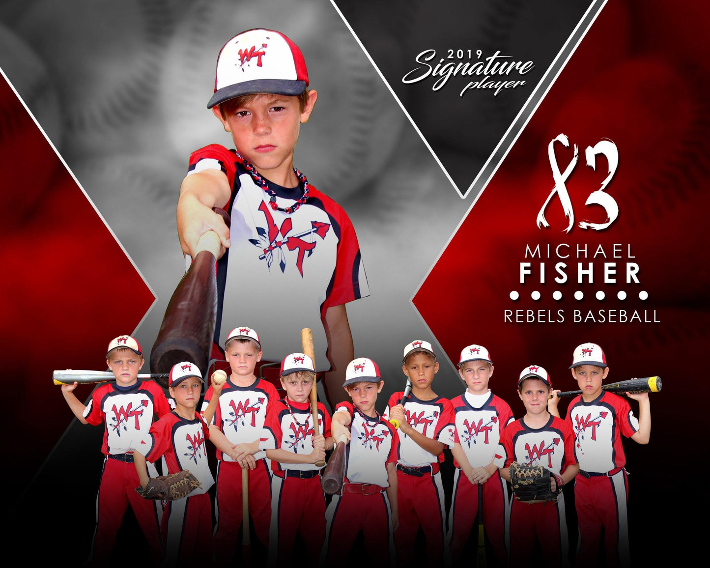 Signature Player - Baseball - V2 - Extraction Memory Mate H Template-Photoshop Template - Photo Solutions