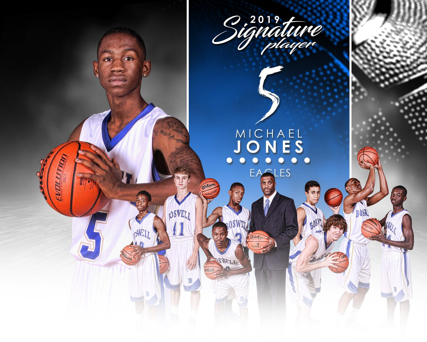 Signature Player - Basketball - V1 - Extraction Memory Mate H Template-Photoshop Template - Photo Solutions