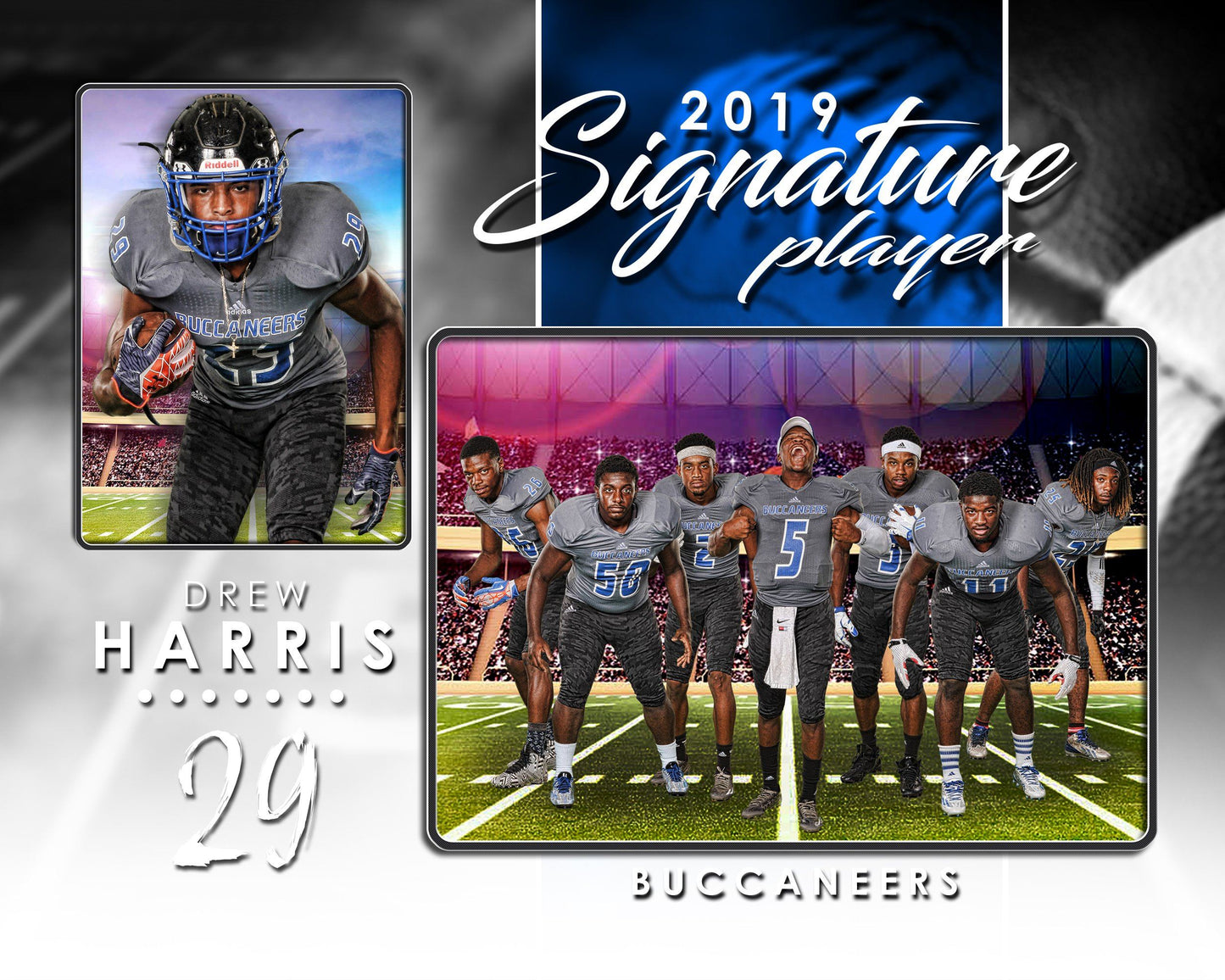 Signature Player - Football - V1 - T&I Drop-In Collection-Photoshop Template - Photo Solutions