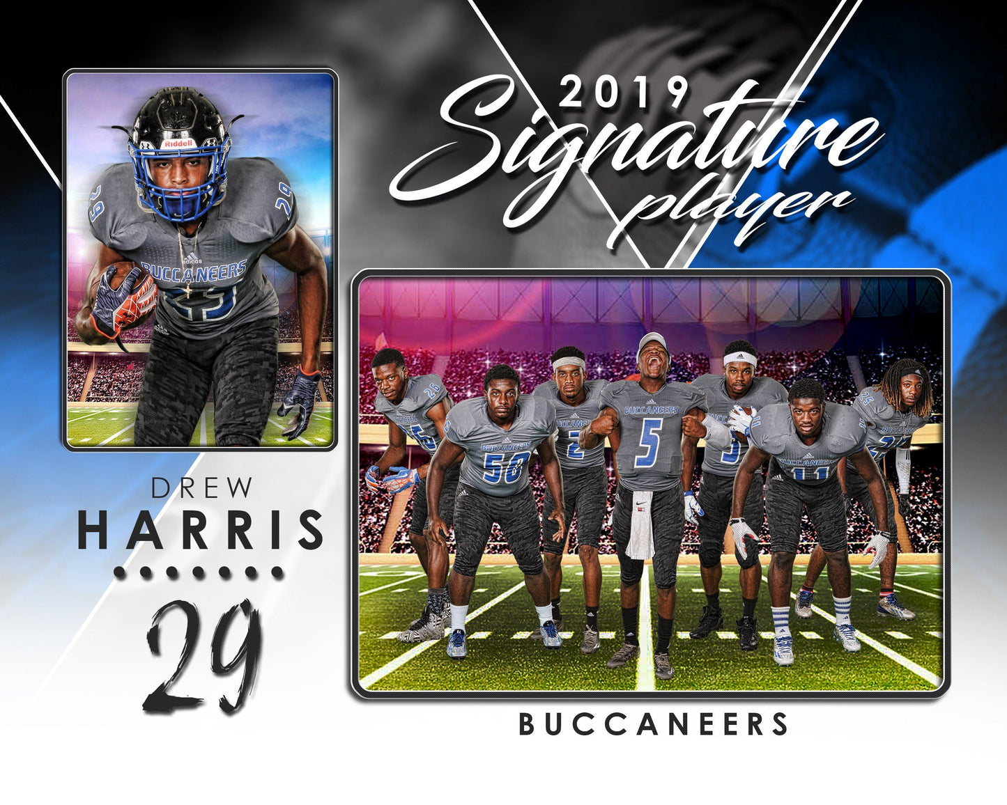 Signature Player - Football - V2 - Drop In Memory Mate H Template-Photoshop Template - Photo Solutions