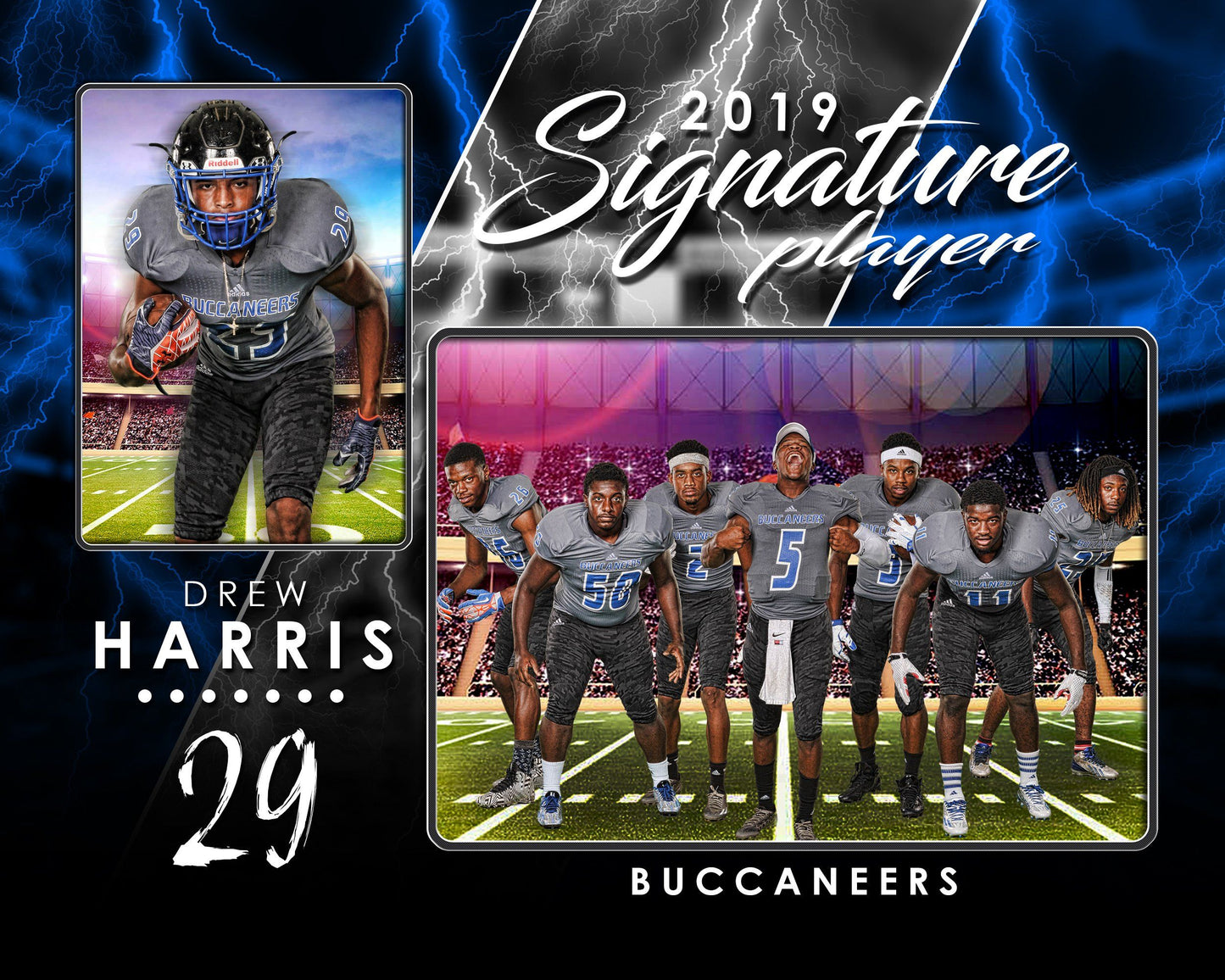Signature Player - Football - V3 - T&I Drop-In Collection-Photoshop Template - Photo Solutions