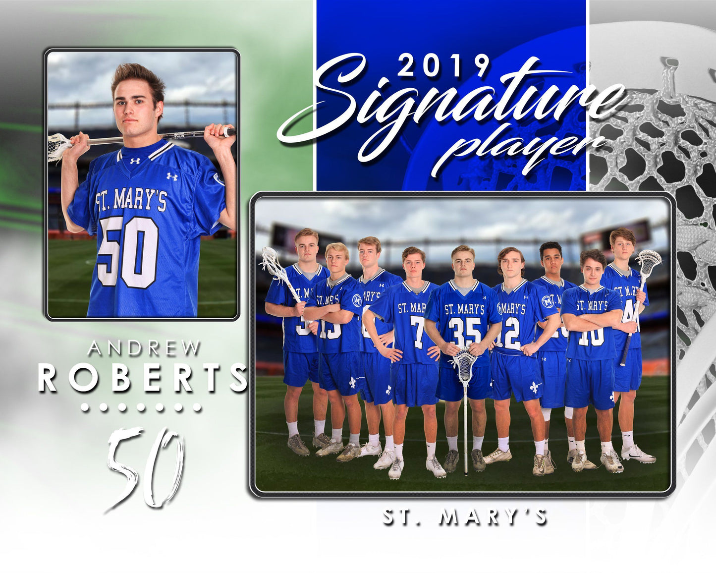 Signature Player - Lacrosse - V1 - Drop In Memory Mate H Template-Photoshop Template - Photo Solutions
