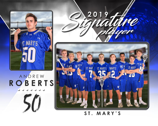 Signature Player - Lacrosse - V2 - Drop In Memory Mate H Template-Photoshop Template - Photo Solutions