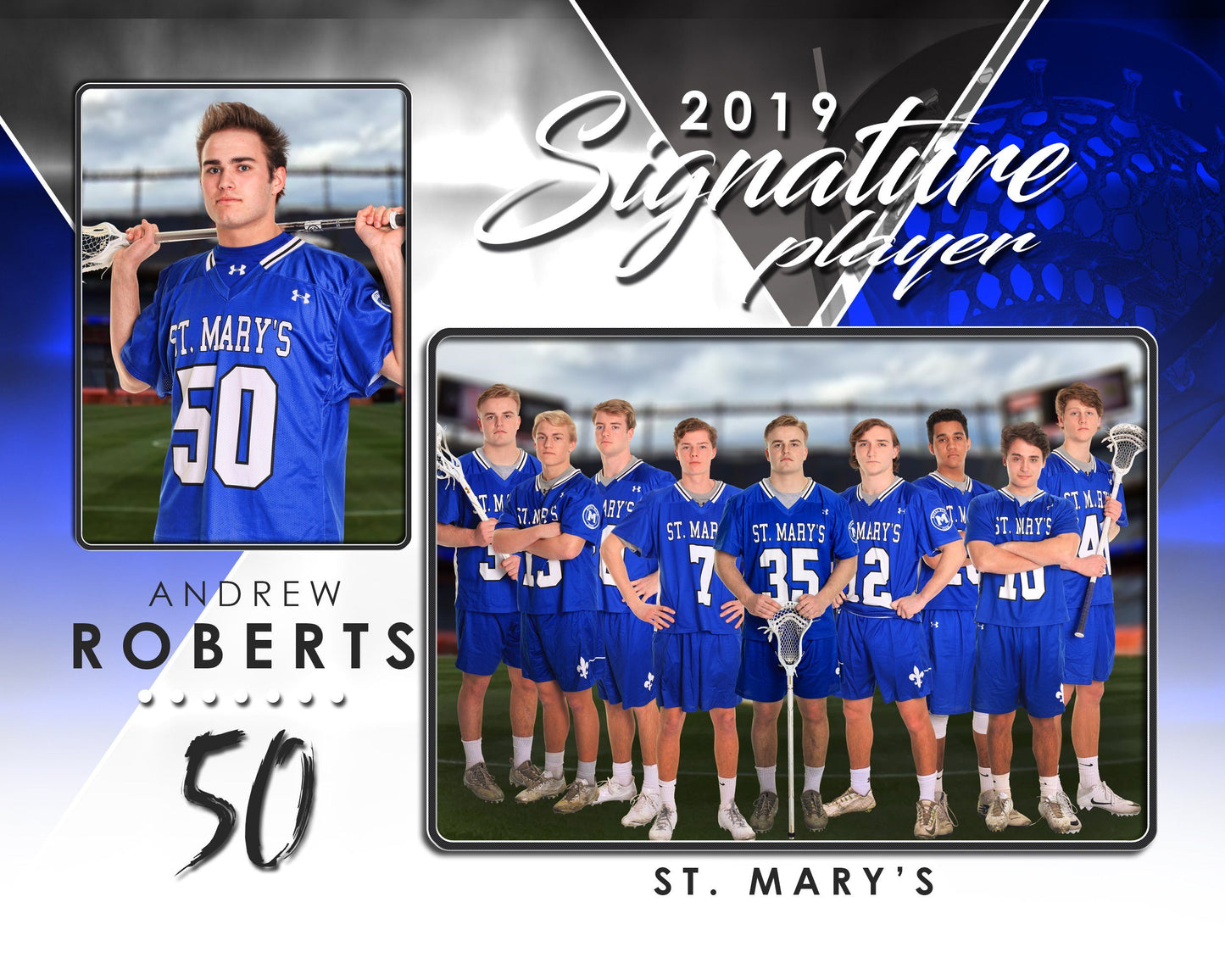 Signature Player - Lacrosse - V2 - T&I Drop-In Collection-Photoshop Template - Photo Solutions