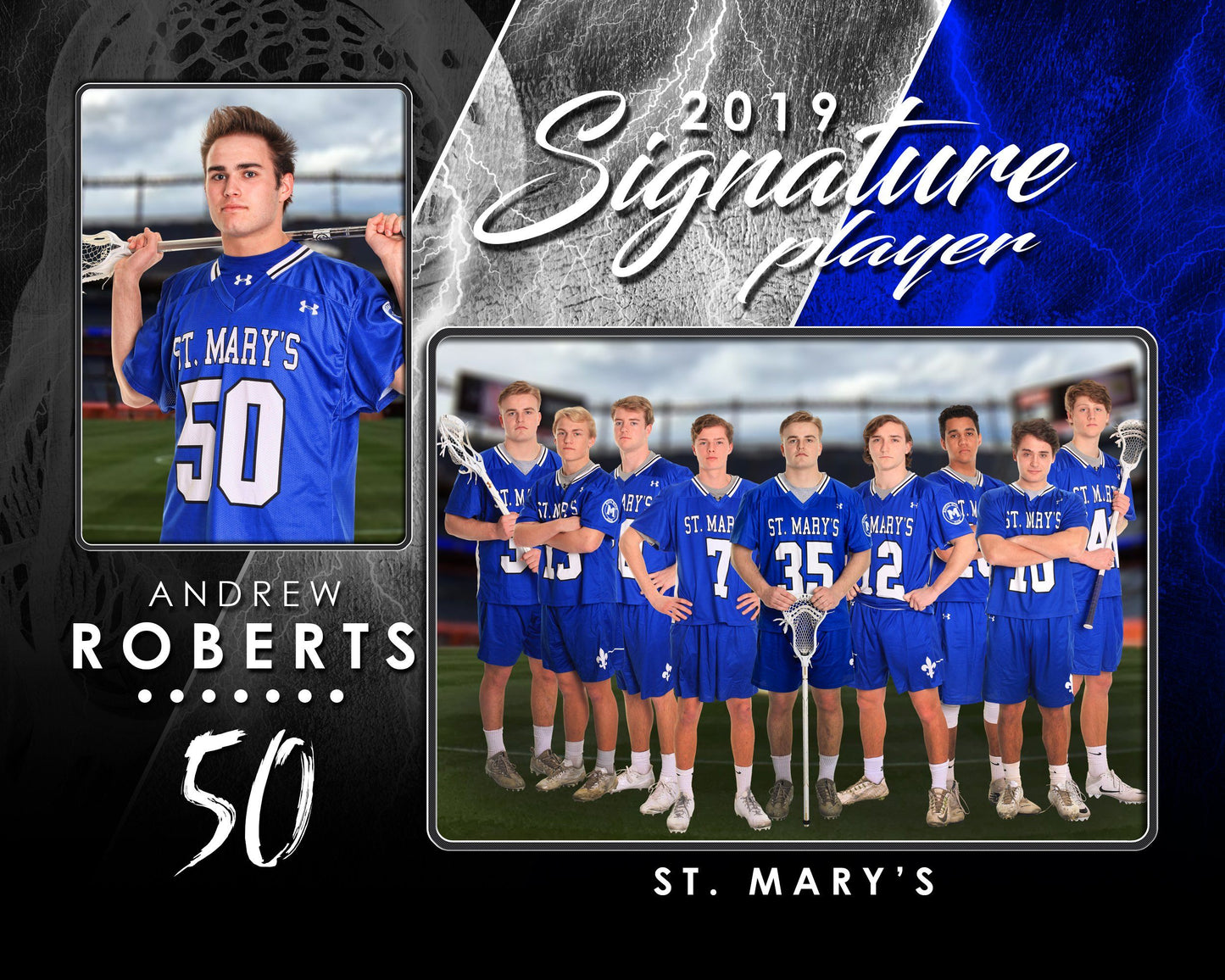 Signature Player - Lacrosse - V3 - T&I Drop-In Collection-Photoshop Template - Photo Solutions