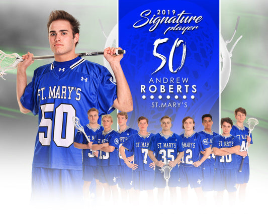 Signature Player - Lacrosse - V1 - Extraction Memory Mate H Template-Photoshop Template - Photo Solutions