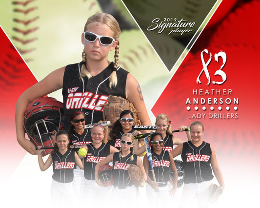 Signature Player - Softball - V2 - Extraction Memory Mate H Template-Photoshop Template - Photo Solutions