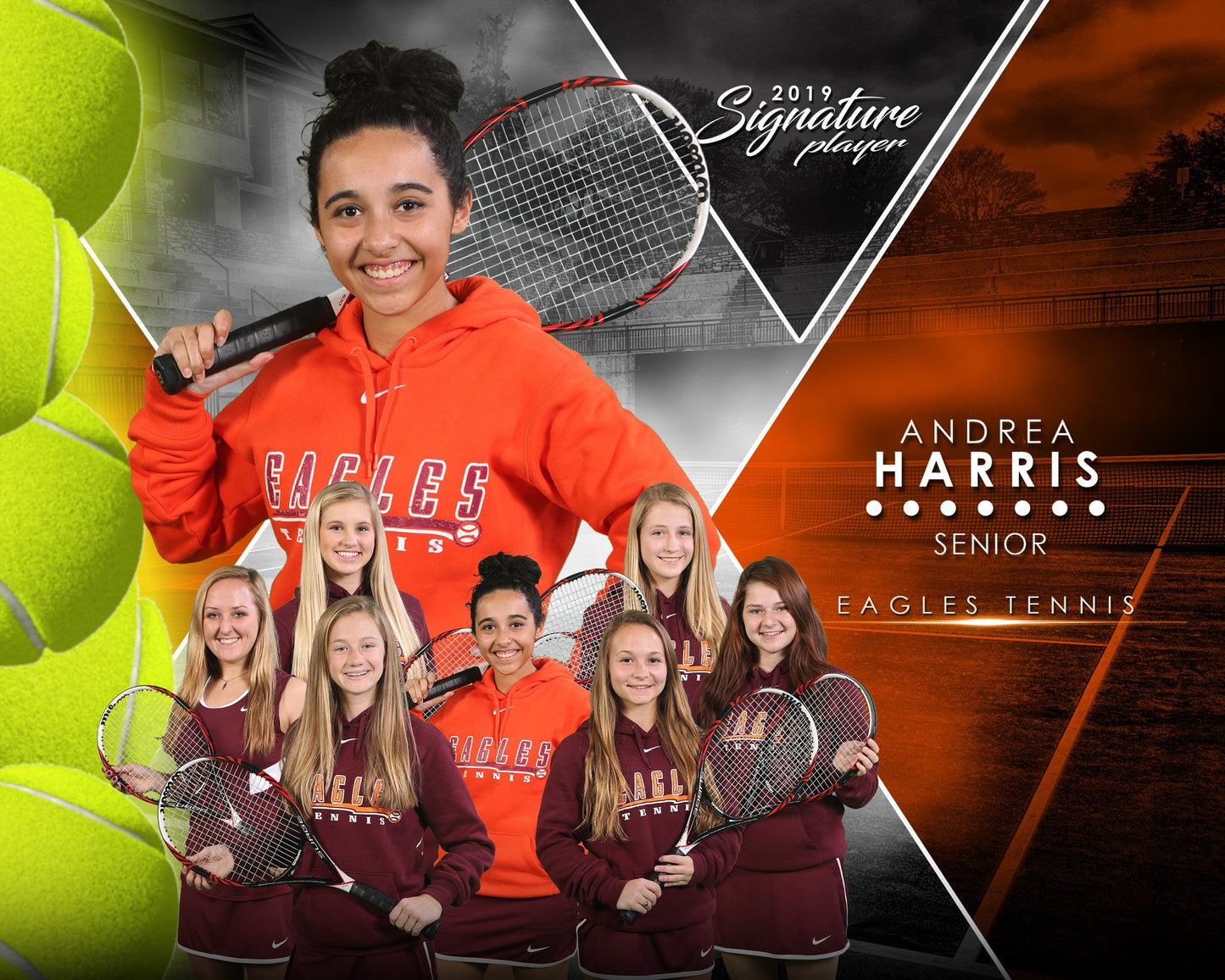 Signature Player - Tennis - V2 - Extraction Memory Mate H Template-Photoshop Template - Photo Solutions