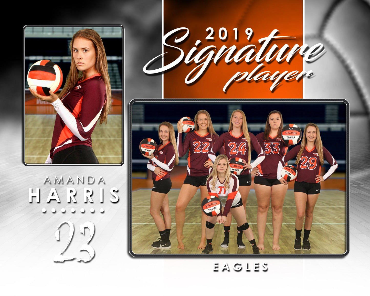 Signature Player - Volleyball - V1 - T&I Drop-In Collection-Photoshop Template - Photo Solutions