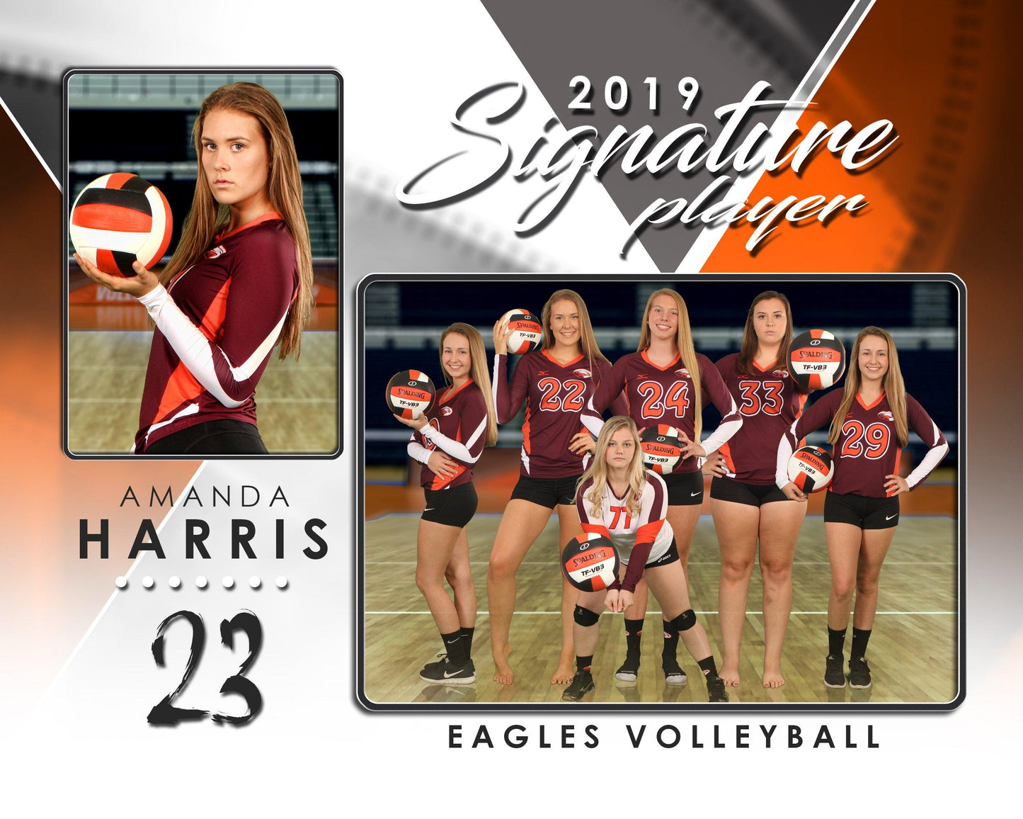 Signature Player - Volleyball - V2 - T&I Drop-In Collection-Photoshop Template - Photo Solutions