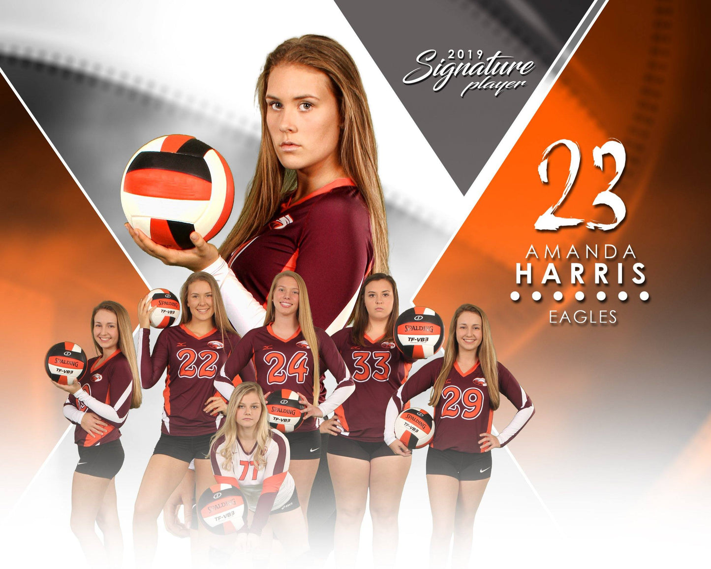 Signature Player - Volleyball - V2 - Extraction Memory Mate H Template-Photoshop Template - Photo Solutions