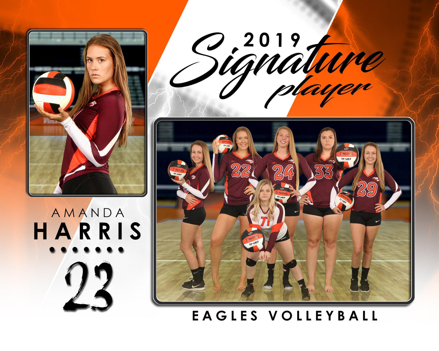 Signature Player - Volleyball - V3 - T&I Drop-In Collection-Photoshop Template - Photo Solutions