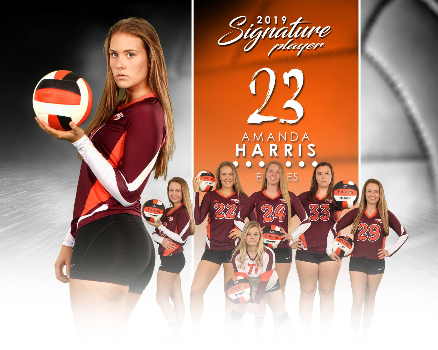 Signature Player - Volleyball - V1 - Extraction Memory Mate H Template-Photoshop Template - Photo Solutions